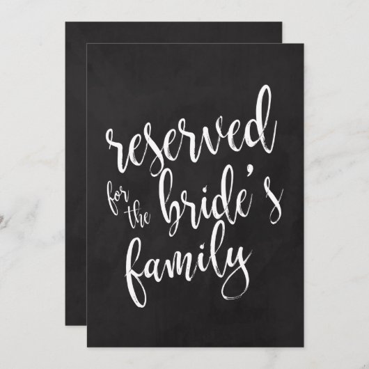 Reserviert für Bride's Family Cheap Chalkboard Sig Einladung (Vorne/Hinten)