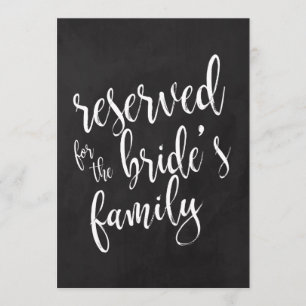 Reserviert für Bride's Family Cheap Chalkboard Sig Einladung