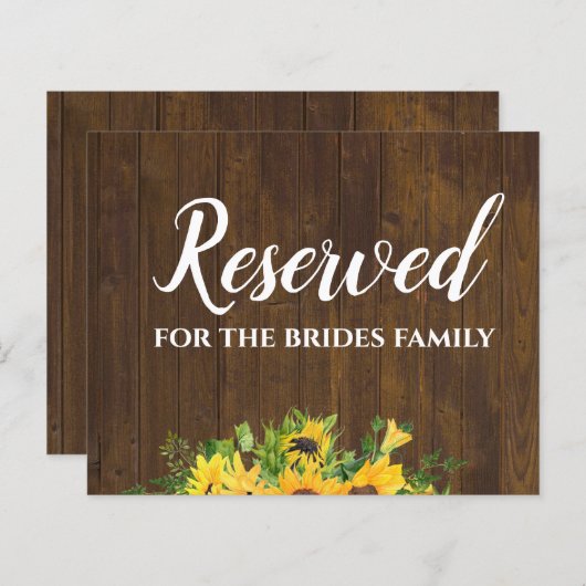 Reserviert für Brides Family Rustic Wedding Sign (Vorne/Hinten)
