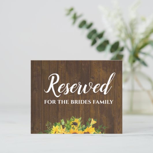 Reserviert für Brides Family Rustic Wedding Sign (Stehend Vorderseite)