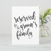 Reserviert für das erschwingliche Zeichen der Fami Einladung (Stehend Vorderseite)