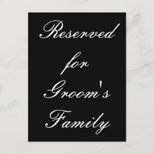 Reserviert für die Familie der Braut Postkarte