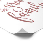 Reserviert für Groom's Family Rose Gold Glitzer Si Poster (Ecke)