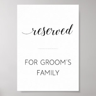 Reserviert für Hochzeitszeichen der Familie Grooms Poster