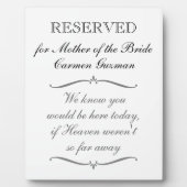Reserviert für Mutter der Gedenkhochzeit der Braut Fotoplatte (Vorderseite)