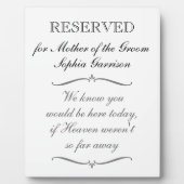 Reserviert für Mutter der Groom-Gedenkhochzeit Fotoplatte (Vorderseite)