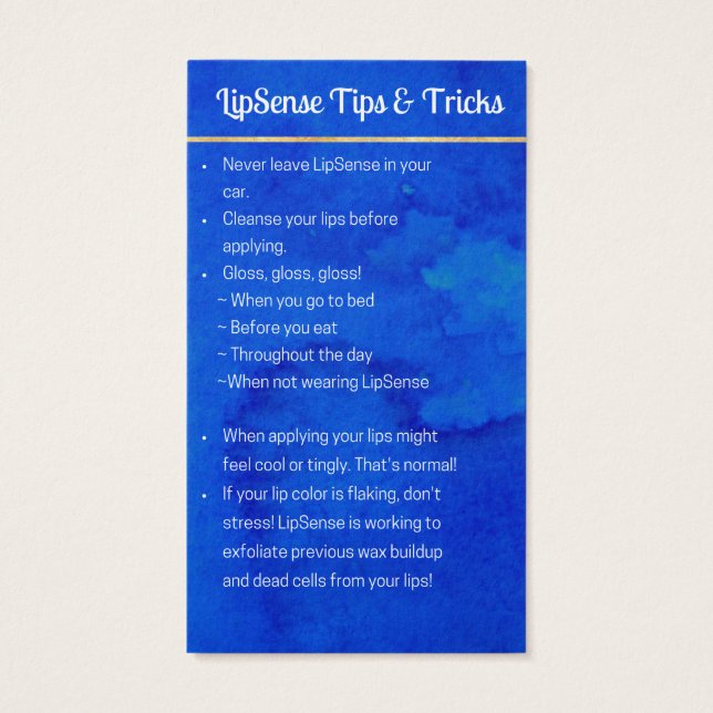 Reserviert für RaniaLipSense Application & Tips Ca (Rückseite)