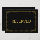 "Reserviert" Gold Art Deco Style Hochzeitszeichen Einladung (Vorne/Hinten)