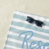 Reserviert Gray Watercolor Streifen Pink Floral Na Strandtuch (Beispiel)