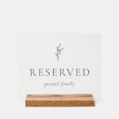 Reserviert Groom's Family Simple Minimalistisch El Acrylschild (Vorderseite)