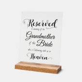 Reserviert im Gedächtnis der eleganten Hochzeitsfe Acrylschild (Winkel)