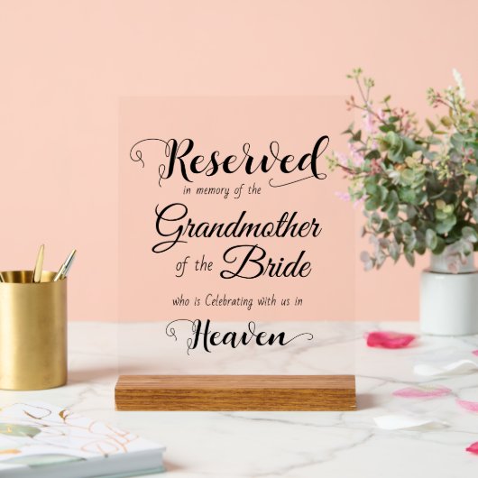 Reserviert im Gedächtnis der eleganten Hochzeitsfe Acrylschild (Hochzeit)
