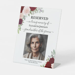 Reserviert in Loving Memory Red Boho Wedding Sockelschild