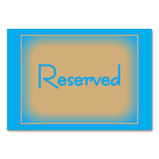 Reserviert OceanBlue/CafeauLaitHorizontal Tablecar Tischnummer (Vorderseite)