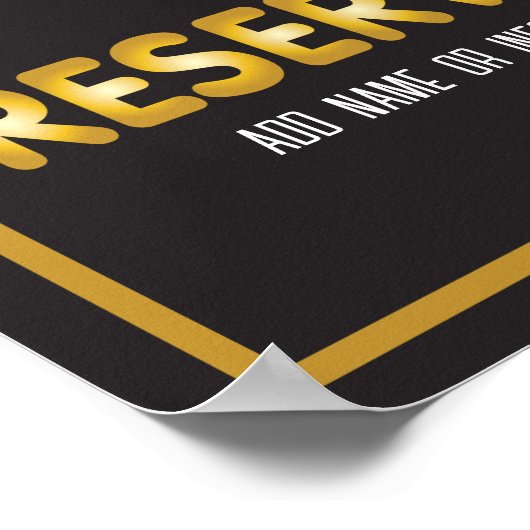 Reservierte Anmeldung in elegantem Schwarz und Gol Poster (Ecke)