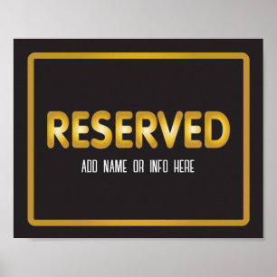 Reservierte Anmeldung in elegantem Schwarz und Gol Poster