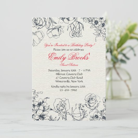 Reservierte Blume Einladung (Stehend Vorderseite)