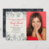 Reservierte Blume Foto Einladung (Vorne/Hinten)