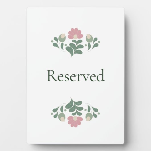 Reservierte Hochzeitstafel-Schilder mit Blumenmoti Fotoplatte (Vorderseite)
