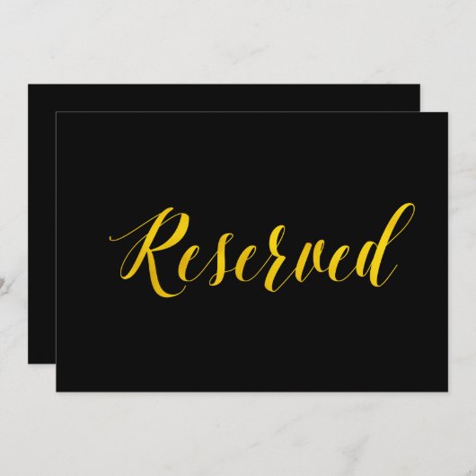 "Reservierte Imitate Gold Foil Chic Wedding Sign" Einladung (Vorne/Hinten)