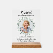 Reservierte Sitzmemorial-Foto Eukalyptus Wedding Acrylschild (Vorderseite)