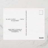 Reservierte Sitzplätze Einfach Elegant Keine Rücks Folie Einladungspostkarte (Rückseite)