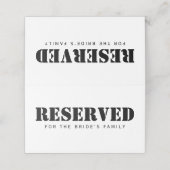 Reservierte Sitzplätze Einfach Elegantes Schwarz-w Platzkarte (Außenseite Aufgefaltet)