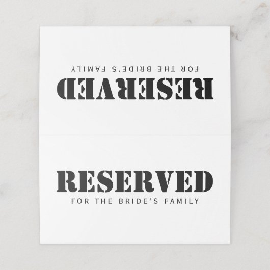 Reservierte Sitzplätze Einfach Elegantes Schwarz-w Platzkarte (Außenseite Aufgefaltet)