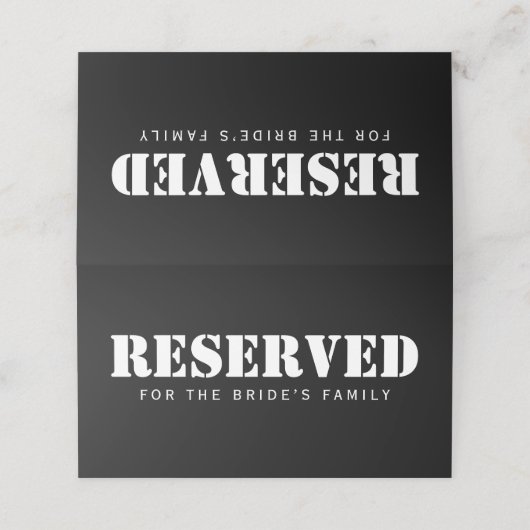 Reservierte Sitzplätze Einfach Elegantes Schwarz-w Platzkarte (Außenseite Aufgefaltet)