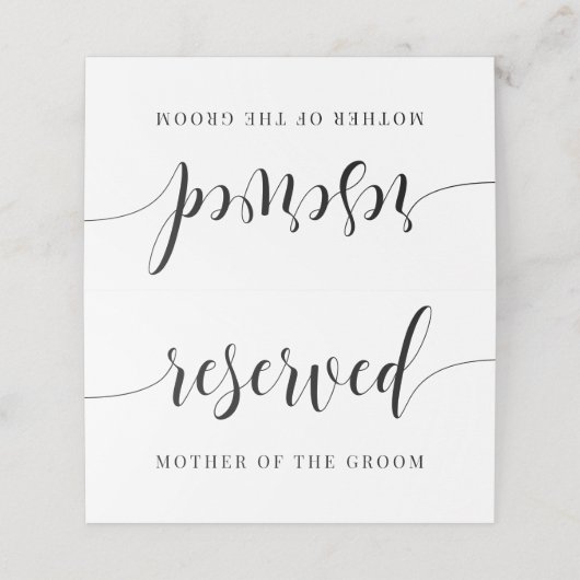 Reservierte Sitzplatzhochzeit-Platzkarte Platzkarte (Außenseite Aufgefaltet)