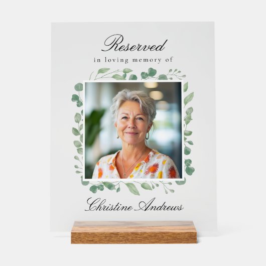 Reservierte Sitzplatzreservierung - Eukalyptus-Ged Acrylschild (Vorderseite)