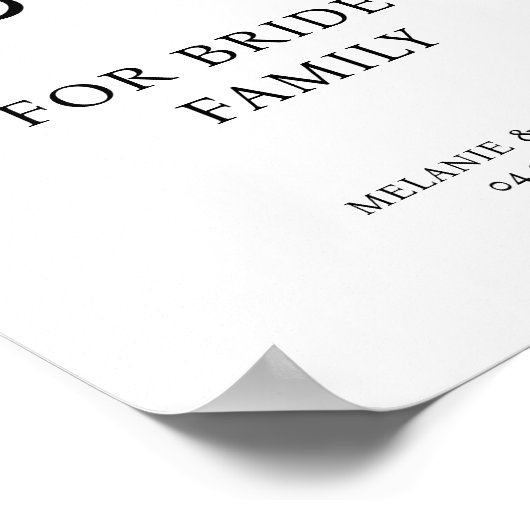 Reservierte Tabelle Printable Wedding Sign Poster (Ecke)