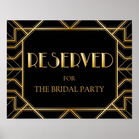 Reservierte Tafelhochzeit | Gatsby Art Deco Poster (Vorne)