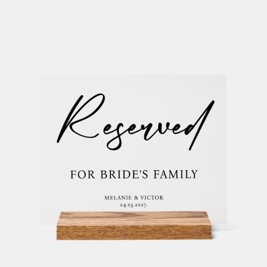 Reservierter Tisch Hochzeit Acrylschild (Vorderseite)