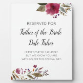 Reservierter Vater der Braut-Burgund-Gedenkhochzei Fotoplatte (Vorderseite)