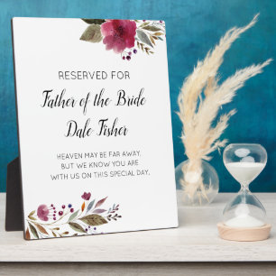 Reservierter Vater der Braut-Burgund-Gedenkhochzei Fotoplatte