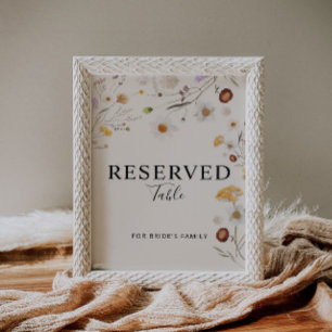 Reserviertes Boho Wildblume Wedding Sign Poster
