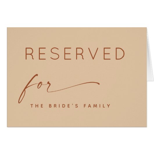Reserviertes Hochzeitsschild | Minimal Warm Peach  (Vorderseite (Horizontal))