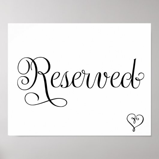 Reserviertes Hochzeitsszeichen Poster (Vorne)
