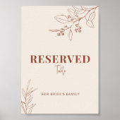 Reserviertes Hochzeitsszeichen Poster (Vorne)