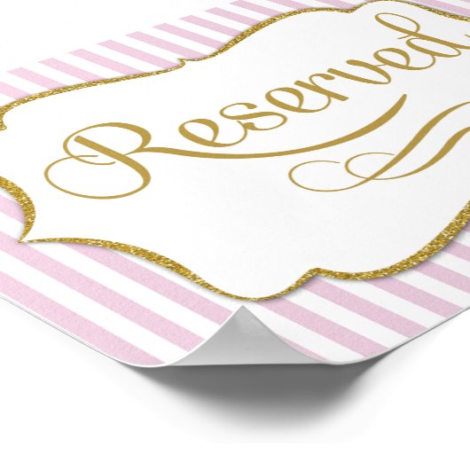 Reserviertes Schild Rosa Goldstreifen (Ecke)