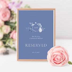 Reserviertes Zeichen mit Dusty Blue Florals Einladung