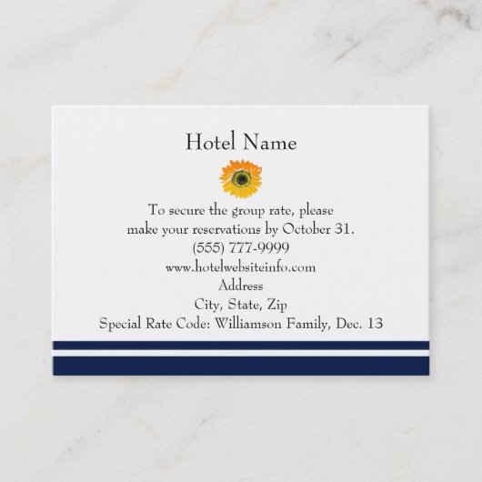 Reservierungen für Nautical Blue Stripes Sonnenblu Visitenkarte (Vorderseite)