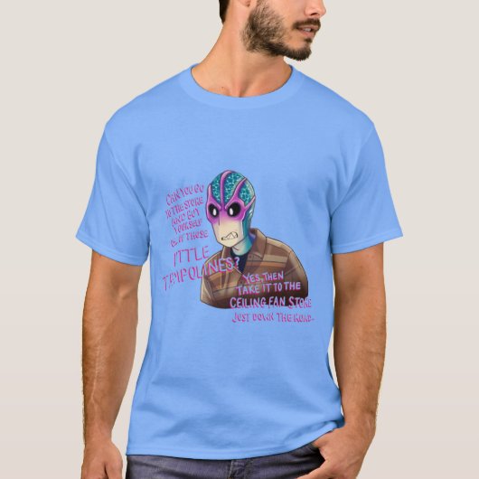 Resident Alien Aufkleber Deckenventilator Geschäft T-Shirt (Vorderseite)