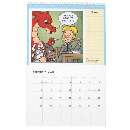 Resident Dragon Cartoon von David Arandle Calendar Kalender (Feb 2026)