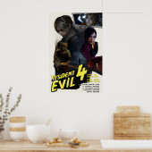 Resident Evil 4 Remake Poster im Retro-Filmstil (Küche)