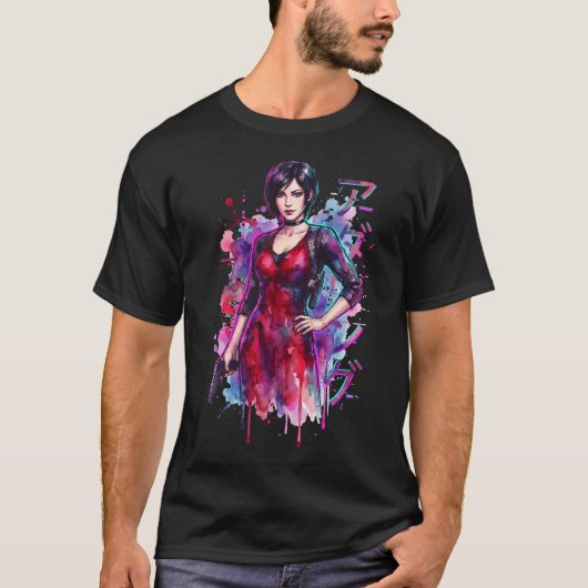 Resident Evil Ada Wong Vaporwave Retro Synthwave T-Shirt (Vorderseite)