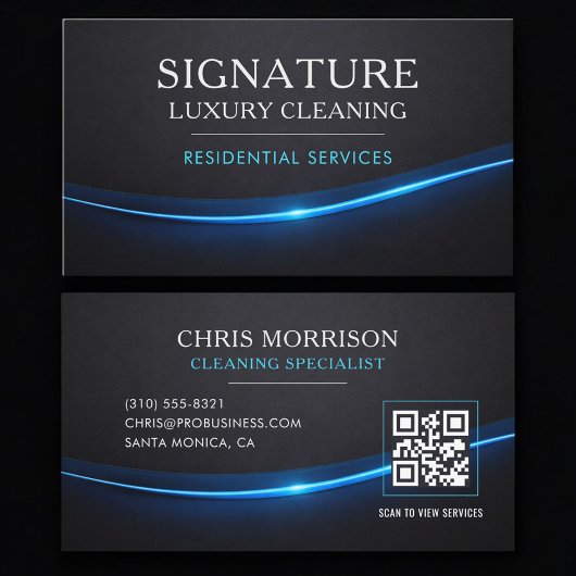 Residential Cleaning Services QR Code Professional Visitenkarte