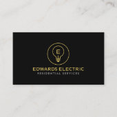 Residential Electrician Minimal Logo Black Visitenkarte (Vorderseite)