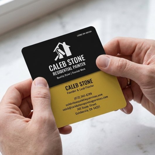 Residential Painter Bold Mustard Yellow and Black Visitenkarte